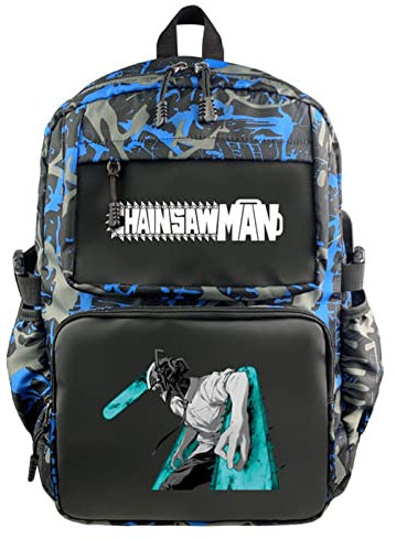 kewing School Bags - Anime Chainsaw Man Backpack USB Charging Port Laptop Bag Handbag Shoulder Daypack for Girls Boys Teens Outdoor Backpack