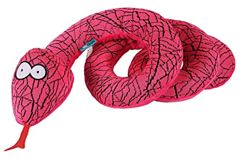 Coockoo, Buntes und Robustes Hundespielzeug Reggie Rosa, Bunte Schlange für Hunde, mit Quietscher, robuster Sneaker-Stoff mit Oxford, samtige Unterseite