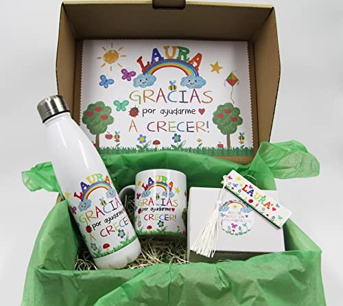 Genérico Pack de Regalos personalizados con nombre y texto, para maestros, docentes, profesora de guardería.
