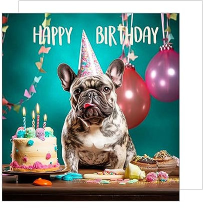 Edition Seidel Premium quadratische Geburtstagskarte mit Umschlag. Glückwunschkarte Happy Birthday Billet Karte Mann Frau Teenager Kinder Cooler Hund Bulldogge Humor Lustig (GQ127)