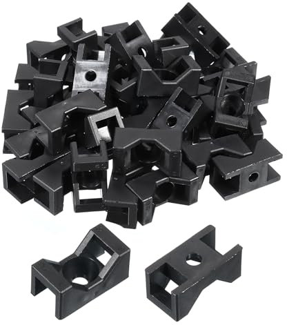 sourcing map 150pcs Cable Tie Base Saddle Type Mount Wire Holder, 30x15.8x13.7mm Wire Clips Organizer Holders Clamps for Electronic Wires Organized, Black 0.21 Dia