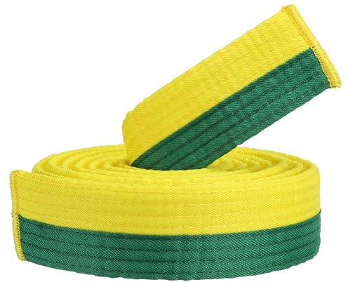 PATIKIL Taekwondo färgat rankningsbälte, 4 cm x 2,6 m polyester kampsport judo karate bälte för tränarundervisning, gul-grön