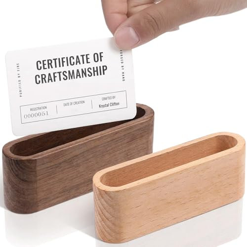 Anicy 2 Stück Visitenkartenhalter Holz - Visitenkartenständer für Visitenkarte zeigen, Messe, Ausstellung, Empfang, Visitenkarten Aufbewahrung, Business Card Holder (11x3x4cm)