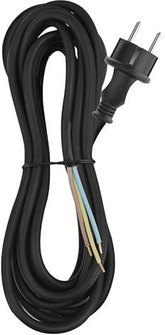 EMOS Cavo di collegamento in gomma, 10 m, cavo di alimentazione, cavo di collegamento per carichi meccanici, cavo di collegamento Schuko, 3 x 1,5 mm2, gomma H07RN-F/neoprene, nero