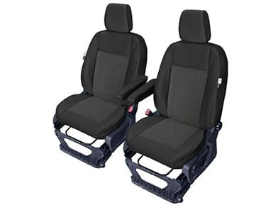 pitshop24de Maßgeschneiderte Front Sitzbezüge Sitzschpner Fahrersitzbezug Beifahrersitzbezug kompatibel mit Ford Tourneo Custom ab 06/2018