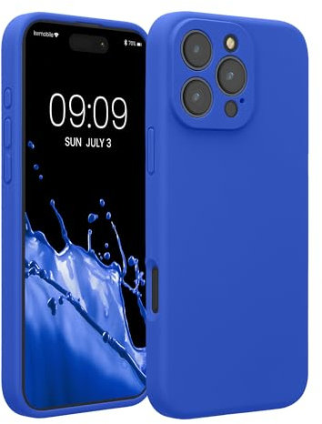 kwmobile Case Compatible with Apple iPhone 16 Pro Max Case - Slim TPU Silicone Phone Cover - Soft Touch Finish - Baltic Blue