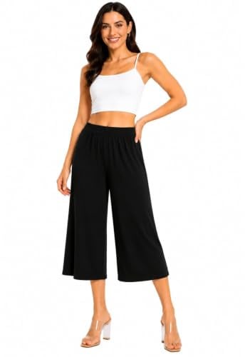 SXME MIGHT SAY Palazzo Pantalon 3/4 évasé uni pour femme