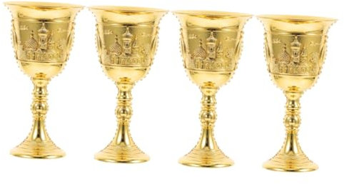 Amosfun 4 Pezzi Di Bicchieri in Metallo Goffrato Eleganti Piccoli Calici Da Vino Per Vino Rosso E Caffè Per Casa Ufficio E Hotel