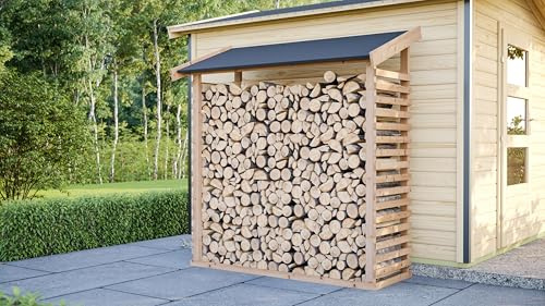 Chillroi® Kaminholzlager inkl. Dacheindeckung Kaminholzregal Kaminholzunterstand Brennholzregal in versch. Ausführungen (165x60x184 in cm (BxHxT))