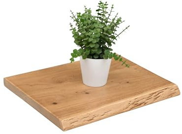 SAM Holzplatte 40x30 cm Arya, Holzbrett Akazie massiv + eichefarben, Baumkanten-Platte für Heimwerker, Regale & Fensterbretter, einseitige Baumkante