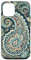 iPhone 12/12 Pro Teal and Beige Paisley with Floral Details Case