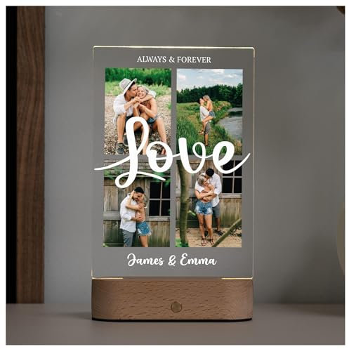 Geschenkfreude Acrylglas Bild Collage Love - personalisierte Geschenke Foto mit Licht LED - UV-Druck - Valentinstagsgeschenke für Ihn und Sie - Deko Geschenk für Frauen - Geschenkideen für Paare