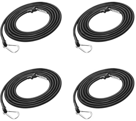 Lot de 4 tendeurs en caoutchouc avec crochet - 3 m - Pour tapis d'eau de piscine - Avec mousqueton, cordon élastique - Pour moto, voiture, île de natation, valise, vélo