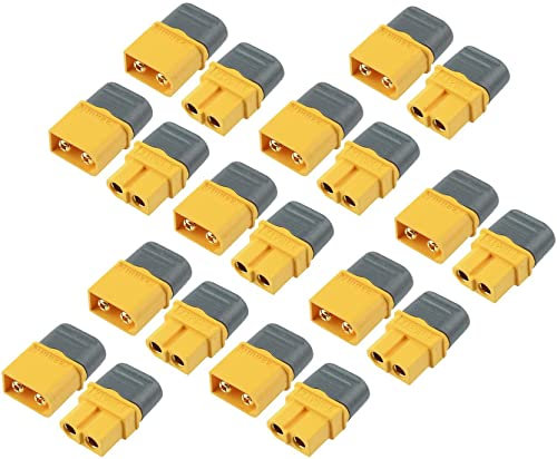 Youme Power Amass 10Pairs XT60H Connectors (XT60 Upgrade) Male Female Bullet Connectors Power Plugs with Sheath for RC Lipo Battery RC Planes Cars ESC Charger Lead