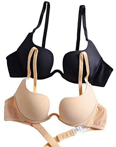 Nature Plunge BH Deep U Push up Multiway Convertible Unterwäsche Multifunktions - (Schwarz+Apricot 85B)