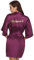 Vlazom Peignoir Satin Femme Robes de Chambre et Kimonos de Mariée Robes de Chambre Soie Court Kimono Col V avec Ceinture,Violet Foncé For Bridesmaid,S