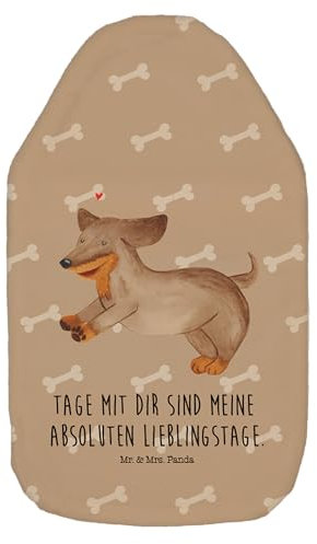 Mr. & Mrs. Panda Wärmflasche Hund Dackel - Geschenk, Vierbeiner, Wärmekissen, Haustier, Hundebesitzer, Hunderasse, Hunde, Dachshund, Hundemotiv,