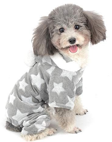 Zunea Small Dog Pyjamas Jumpsuit Puppy Hoodie Coat Clothes for Dogs Girl Boy Winter Warm Pajamas Outfits Overall Jumper Soft Pet Apparel Gray M (Pls Check the Size of Chest and Back Before Order)