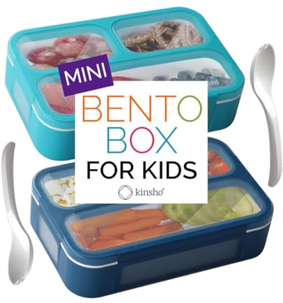 Mini Bento-Box Lunch- und Snack-Boxen, 2 Stück, kleine Portionsbehälter für Kinder, Jungen, Mädchen, Kleinkinder, BPA-frei, Marineblau & Blau