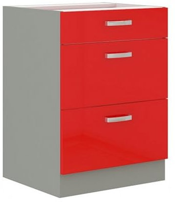 Küchen Unterschrank 60 Rot Glanz Vollauszug Soft-Close Küchenzeile Rose Bianca