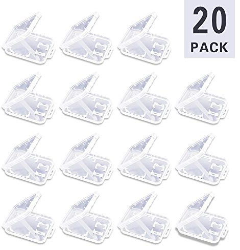 King of Flash Memory Card Cases Storage Box for SD, SDHC, SDXC, Micro SD, MicroSDHC, MicroSDXC, TF Cards Transparent Plastic Storage Case Holder Covers Pack of 20