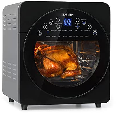KLARSTEIN AeroVital Easy Touch - Friggitrice ad Aria Calda e Forno, Friggitrice Aria, Volume: 14 Litri, 1700 W, 16 Programmi, Cool Touch Housing, Timer: 60 minuti/8h per Essiccazione, Metallico