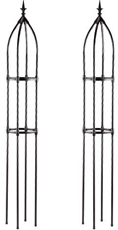 Garden Gear Metal Obelisk, 1.7m or 2.2m Tall, Steel Garden Flower Cage Support, Climbing Plants, Clematis, Roses & Vegetables (1.7m Obelisk x2)