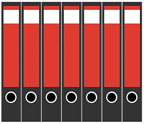 Ordneretiketten | 7 Aufkleber für schmale Akten-Ordner | Strahlendes Rot 2 | selbstklebende Design Akten-Etiketten | Deko Sticker für Rückenschilder Ordnerrücken | zum Beschreiben