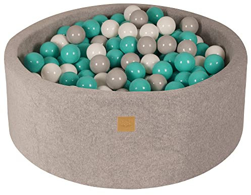 MEOWBABY Bällebad 90x30cm Samt - Bällebad Baby ab 1 Jahr - Bällebad Kinder Weichschaum Ballgruben mit 200 Bälle, Hellgrau