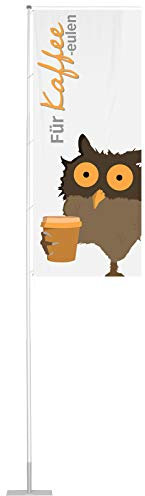 Vispronet Flagge Kaffee, Coffee to go - Hohlsaum und Ösen - 120x300 cm - für mobilen Fahnenmast T-Pole 100 & 200