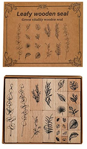 22 Stück Holz Stempel, Stempelset Gummi, Stempel aus Holz mit Natur Pflanzen Blumen Motive, Dekorative Stempel für die Herstellung von Karten, Kunsthandwerk, Geschenken und DIY Scrapbooking