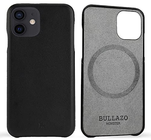 BULLAZO Menor Classic – kompatibel mit iPhone 12 Mini 5,4 Case Handy Schutzhülle aus hochwertigem Leder, schwarz