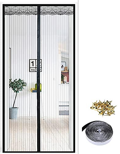 EMSMIL Zanzariera Magnetica 90 x 210cm Nero Rete Tenda per Porta Esterna Antizanzare Chiusura Automatica Anti Insetti Traspirante Tende Magnetiche per Porte Finestre Balcone Soggiorno