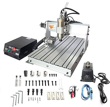 RATTMMOTOR CNC Fräsmaschine, 4 Achsen 6040 Mach3 USB Anschluss CNC-Fräs-Graviermaschine mit 2.2KW wassergekühlter Spindelmotor und Steuerbox Kit 220VAC EU STOCK ﻿