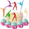 Gyufise 28 Stück Glitzer-Gymnastik-Cupcake-Topper, Turnerin, Mädchen, Cupcake-Dekorationen, bunte Gymnastik-Silhouette, Kuchendekorationen für Fitnessstudio, Thema, Babyparty, Geburtstagsparty-Zubehör