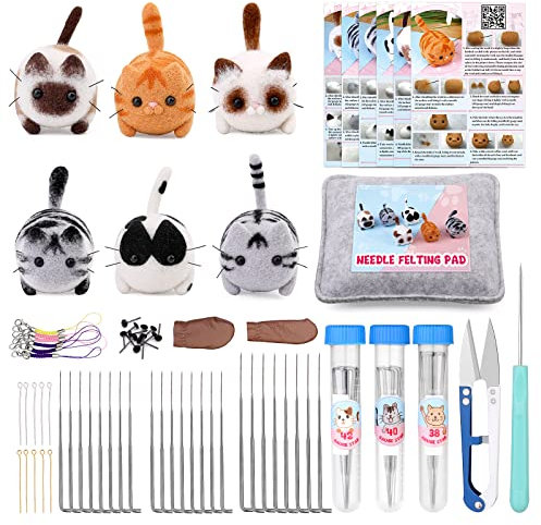 Needle Felting Starter Kit, Wool Roving Set and Needle Felting Tool, Wool Felting Doll Making Needle Felting Kit, Needle Felting Supplies for Beginners DIY Felting Craft Project