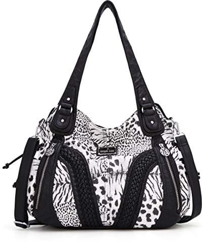 Angel Kiss Handtasche Damen Schultertasche Multifunktionale Umhängetaschen Wasserdicht PU Veganes Leder mit Reißver Schlusstaschen… (Schwarz)