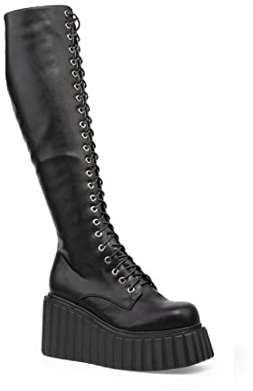 LAMODA Importante, Stivali Alti al Ginocchio Donna, in Poliuretano Nero, 36 EU