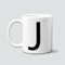 online-hut - Tasse - Kaffeetasse - Kaffeebecher - Monogrammtasse - Lieblingstasse - schwarz -Buchstabe - Initialentasse - NT-106-1 (J)