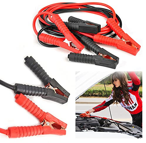 TRMLBE Starthilfekabel 4M Überbrückungskabel Auto 12V 24V mit Überspannungsschutz Starterkabel mit 4 Vollisolierte Klemmen für Benzin- und Dieselmotoren