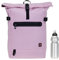 Elephant Rucksack Daypack Herren Damen AllDay A4 Large Laptop Tasche Geheimfach Freizeitrucksack Kurierrucksack Fahrrad Roll-Top Bag 12962 + Flasche (Candy Rosa Pastell (Rosa Pink))
