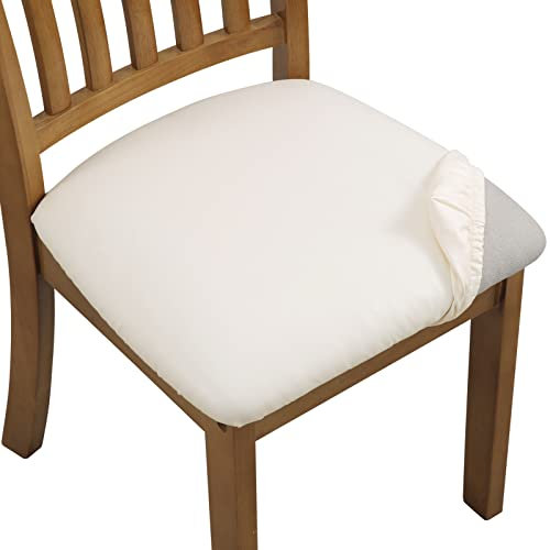YISUN Esszimmer Stuhlhussen 4er/6er Set, Pu Leder wasserdichte Stretch Esszimmerstuhl Schutzhülle Waschbar, Geeignet für Büro, Schlafzimmer, Küche, Hotel (4, Hell Beige)