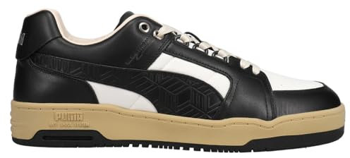 PUMA MCM X Slipstream Lo Court Herren-Sneaker, Schnürschuhe, Freizeitschuhe, Schwarz, Schwarz, 41 EU
