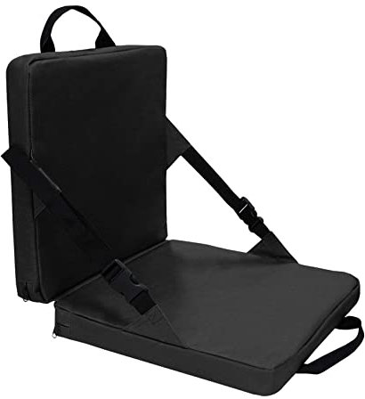 BEIJIALY Coussin de Siège de Stade Portable, Siège de Gradin Pliable, Siège Rembourré Léger pour événements Sportifs et Concerts en Plein Air, Coussin de Gradin avec Dossier(Noir)