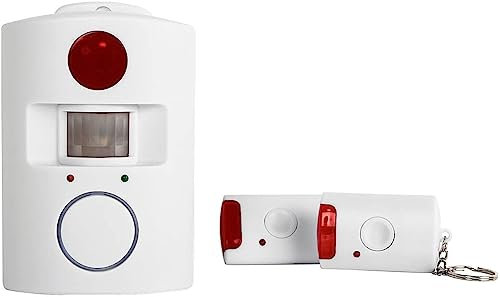 Infrarot IR Alarmanlage 105 dB + 2X Fernbedienung, Bewegungsmelder Alarm, 8 m Reichweite, für Haus, Garten, Geschäft, Grundstück