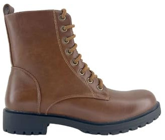 MODELISA - Bota Militar Con Cordón Y Cremallera Mujer (Camel, 37)