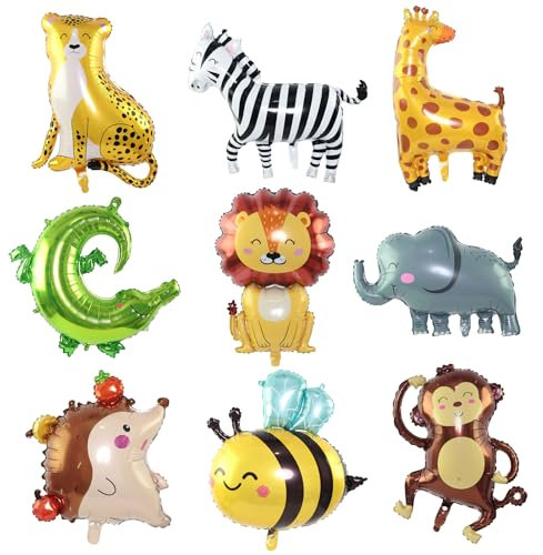 Siumir Luftballon Tiere,Folienballon Geburtstag,9 Stück Luftballons Tiere,Waldtiere Geburtstag Deko,Ballons Geburtstag,Safari Geburtstagsdeko,Folienballons für Safari Deko,Kinder Geburtstag Party Deko