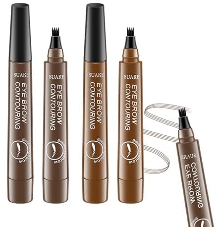 INBOLM 2PCS Microblading Eyebrow Pen,Waterproof Eyebrow Pencil,Micro Microblading Eyebrow Pen With 4 Micro Fork Tip Waterproof,Long Lasting Eyebrow Pencil For Natural Dark Brown And Light Brown