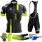 Herren Kurzarm Fahrrad Trikot Set,2024 neu Radtrikot Set Herren Kurzarm mit Atmungsaktiv Schnell Trocknend Radtrikot Mit 9D Sitzpolster für MTB Rennrad Fahrradbekleidung Set (TYP-13,L)