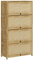 HOMCOM Boho Style Küchenschrank mit 4 Klapptüren, Spanplatte und Rattan Küchenanrichte, 70x32x132,8 cm, Holzfarbe